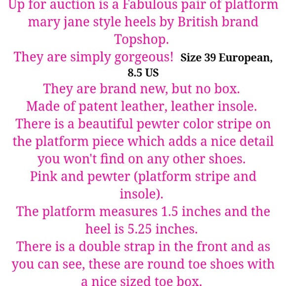 New Topshop platform Mary Jane shoes 8.5 leather - Picture 12 of 12